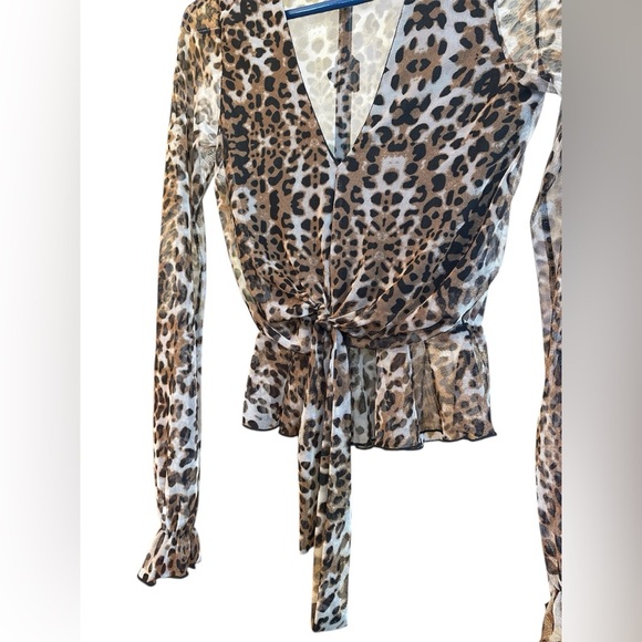 Guess Sheer animal print blouse-Size S - Picture 2 of 5